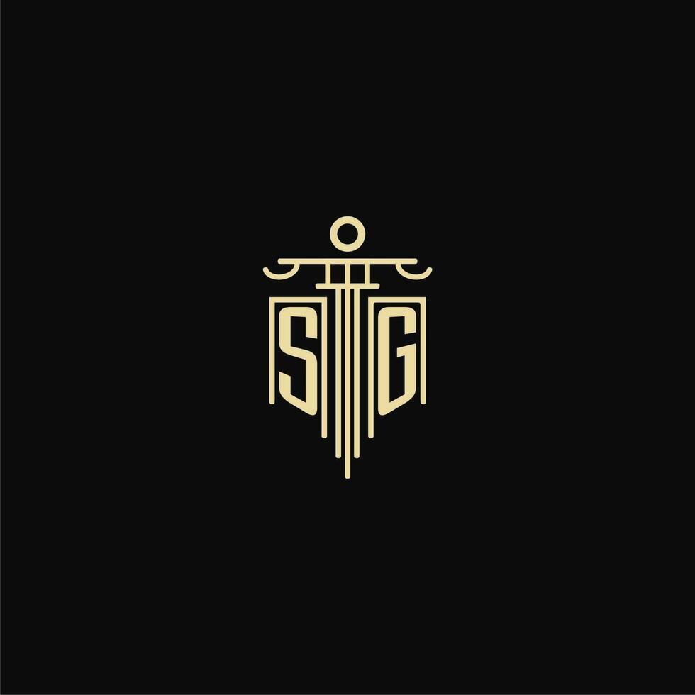 SG initial monogram for lawyers logo with pillar design ideas vector