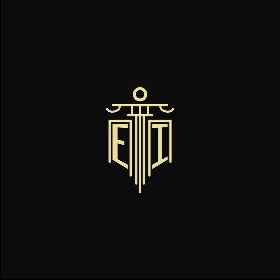 EI initial monogram for lawyers logo with pillar design ideas vector