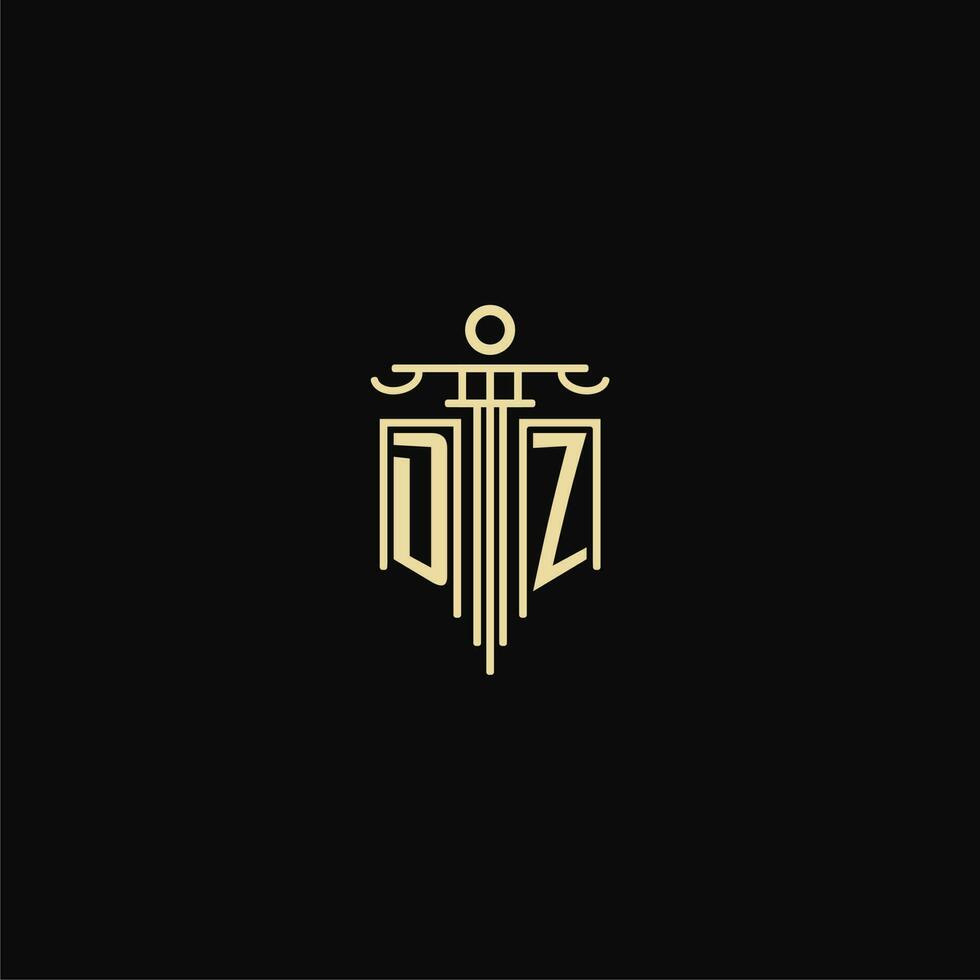 DZ initial monogram for lawyers logo with pillar design ideas vector
