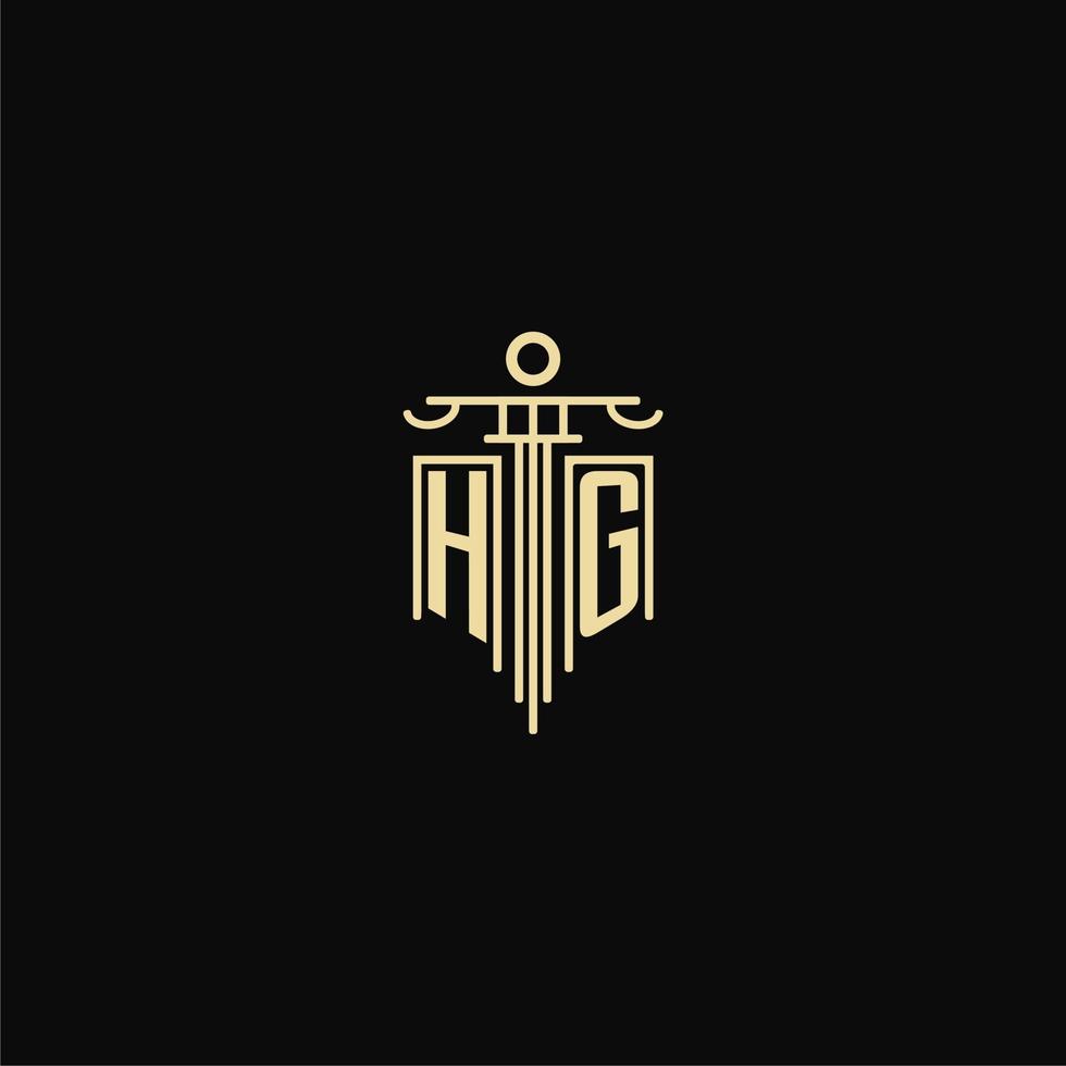HG initial monogram for lawyers logo with pillar design ideas vector