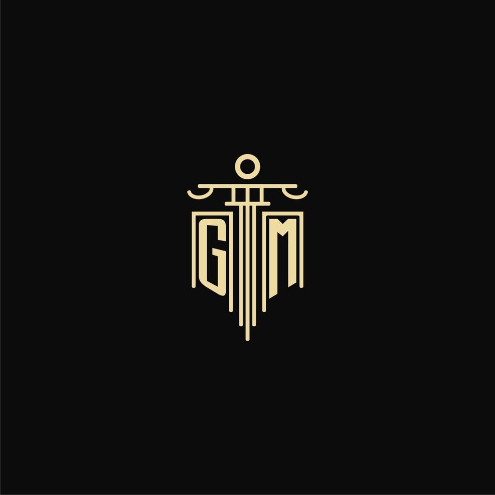 GM initial monogram for lawyers logo with pillar design ideas vector