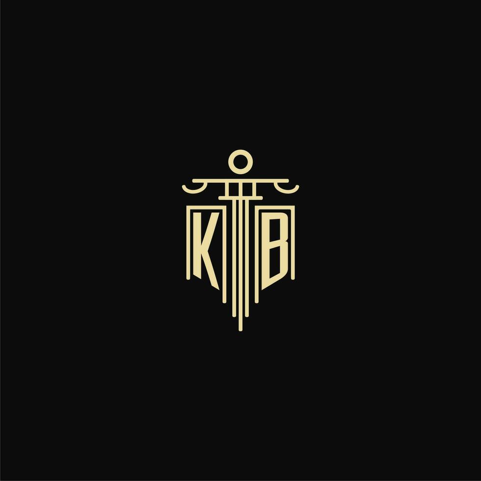 KB initial monogram for lawyers logo with pillar design ideas vector