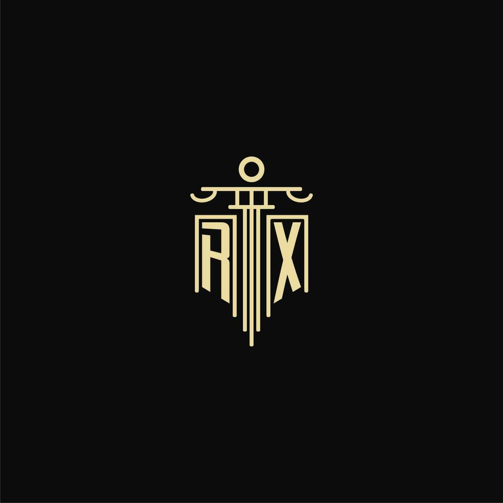 RX initial monogram for lawyers logo with pillar design ideas vector