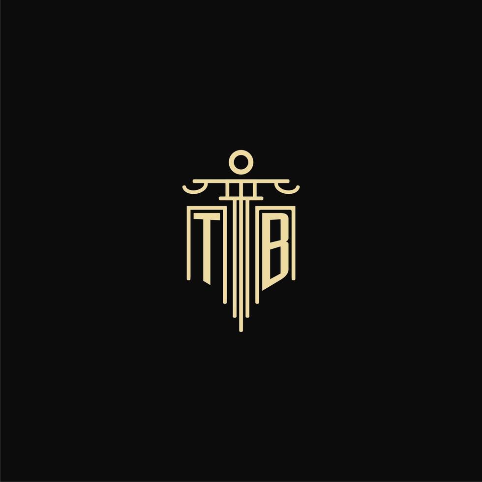 TB initial monogram for lawyers logo with pillar design ideas vector