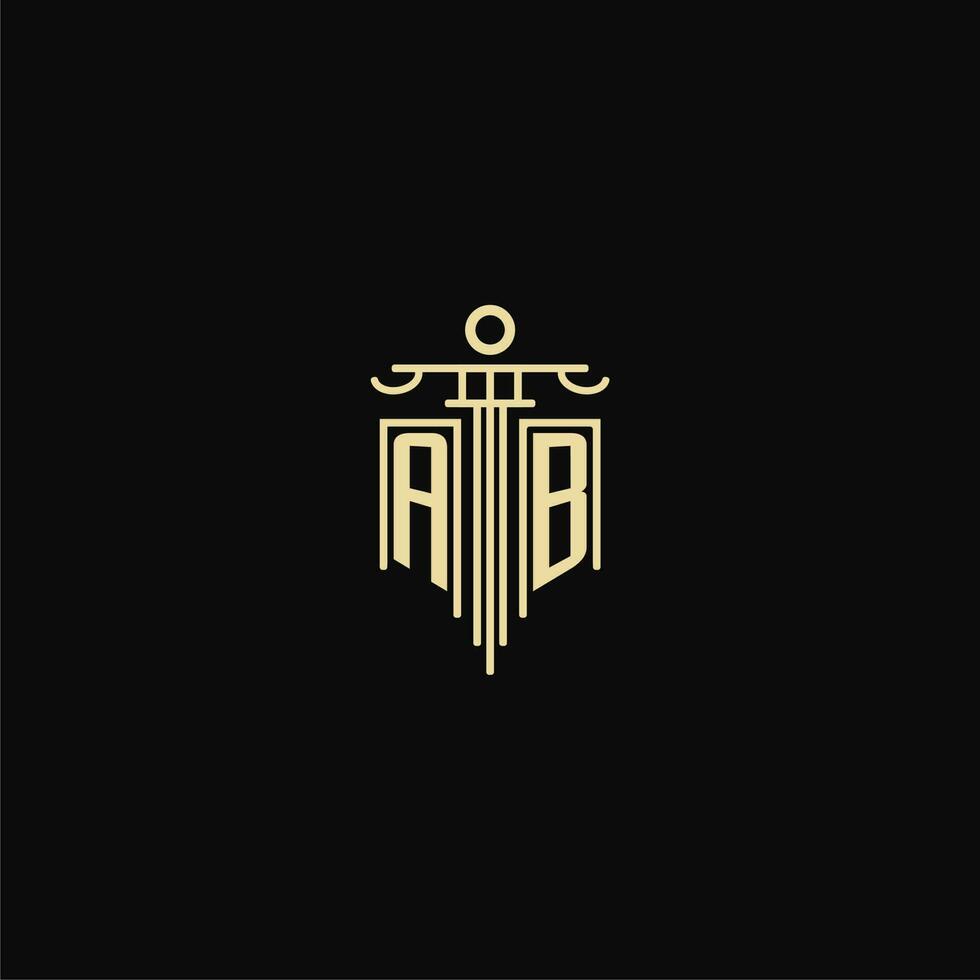 AB initial monogram for lawyers logo with pillar design ideas vector