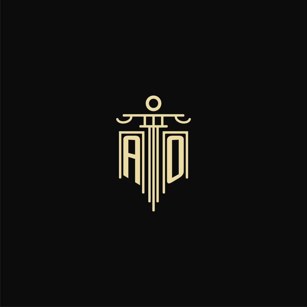 AO initial monogram for lawyers logo with pillar design ideas vector