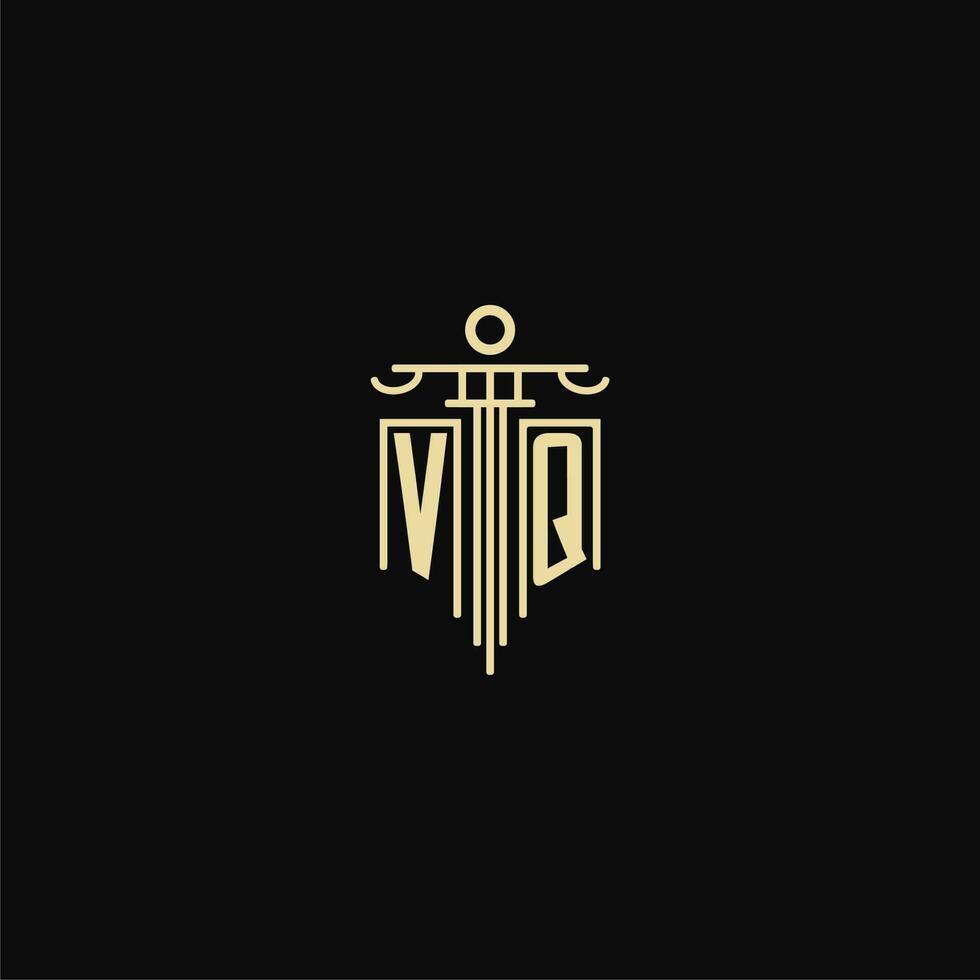 vq inicial monograma para abogados logo con pilar diseño ideas vector
