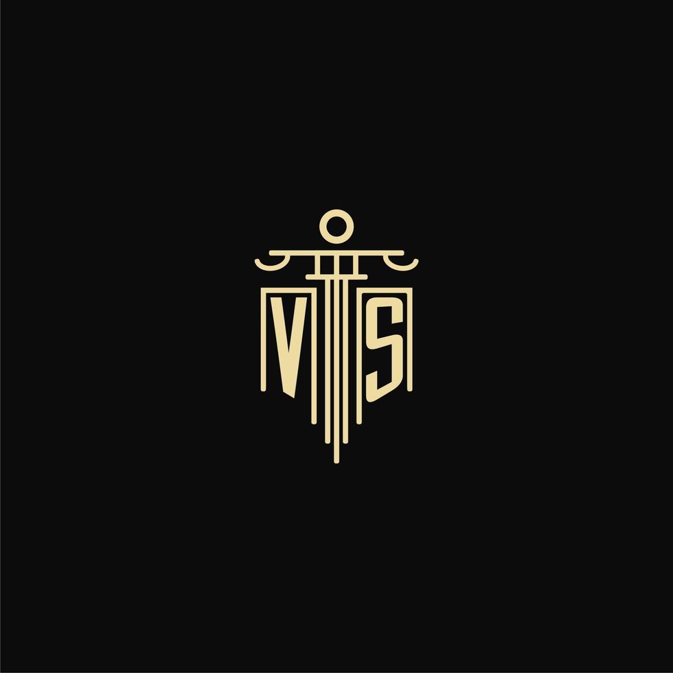 VS initial monogram for lawyers logo with pillar design ideas vector
