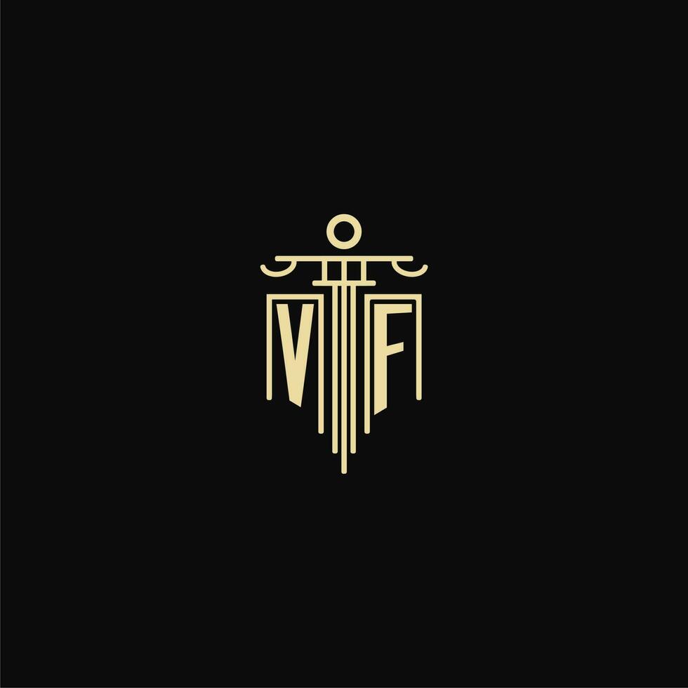 VF initial monogram for lawyers logo with pillar design ideas vector