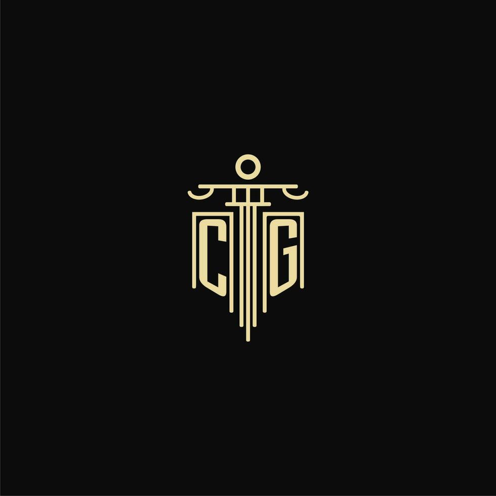 CG initial monogram for lawyers logo with pillar design ideas vector