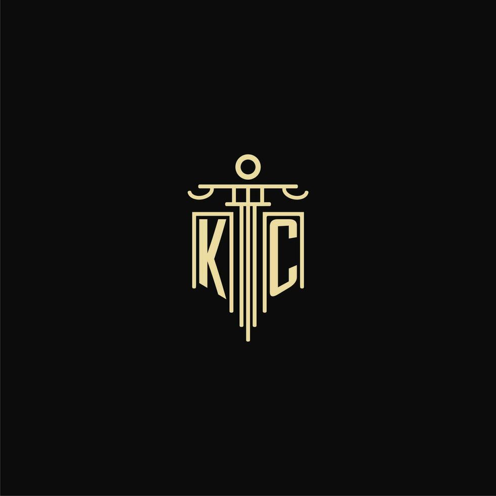 KC initial monogram for lawyers logo with pillar design ideas vector