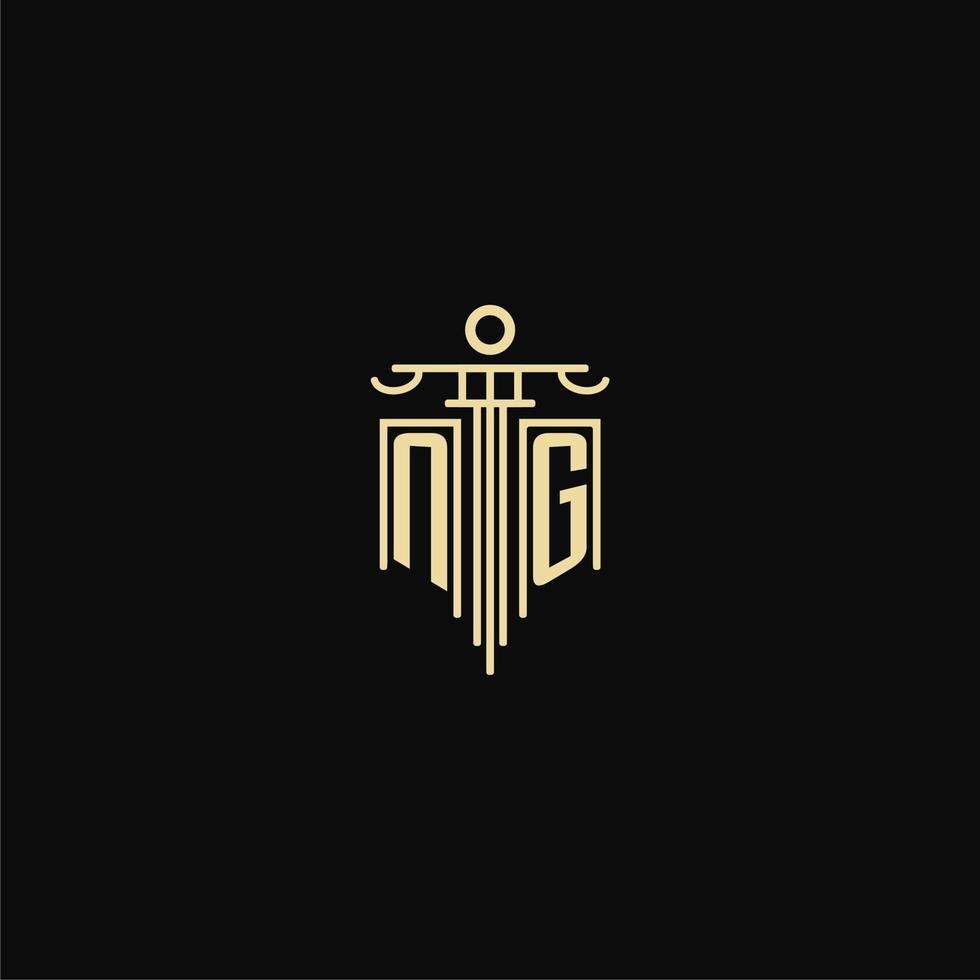 NG initial monogram for lawyers logo with pillar design ideas vector