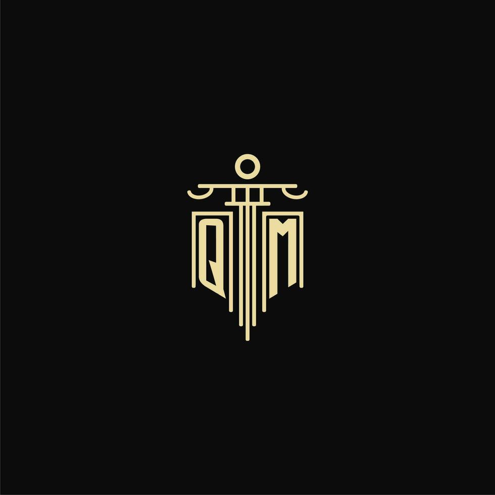 QM initial monogram for lawyers logo with pillar design ideas vector