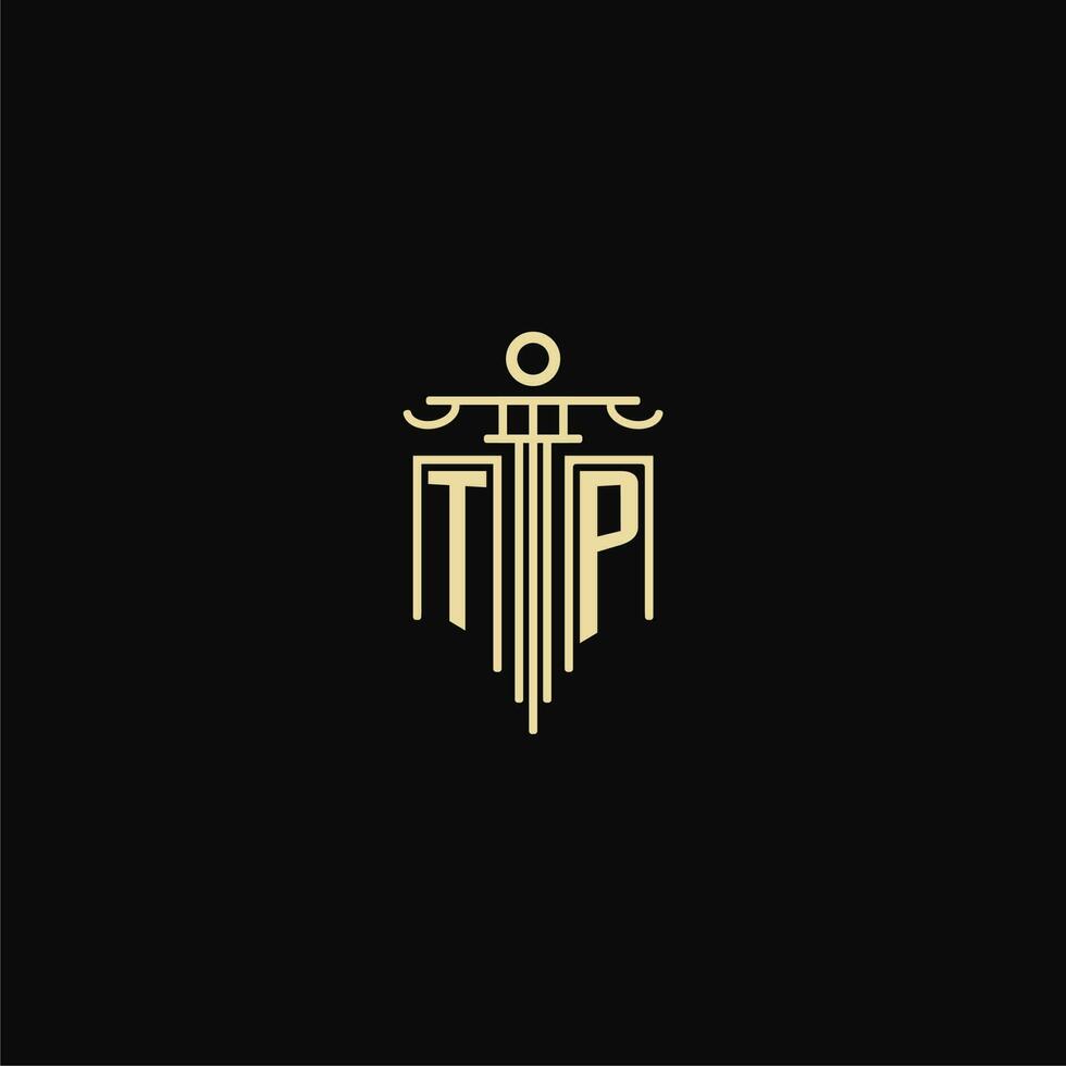 TP initial monogram for lawyers logo with pillar design ideas vector