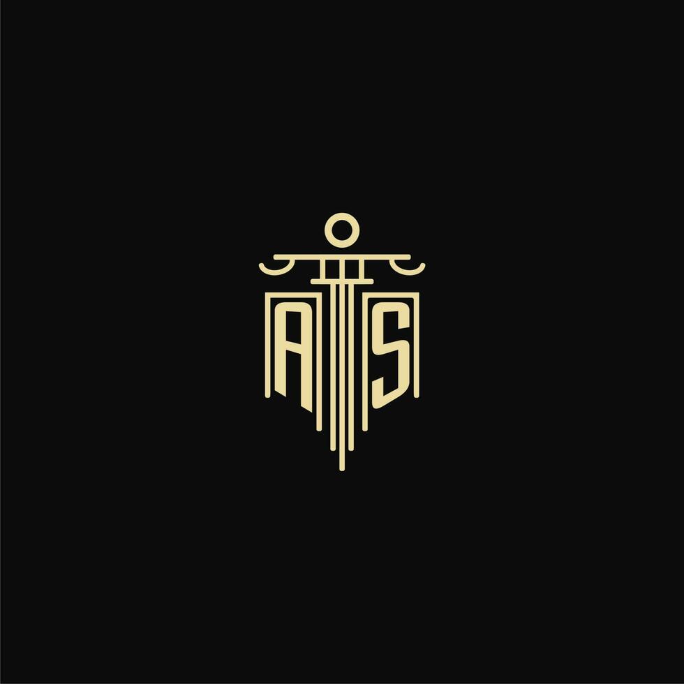 AS initial monogram for lawyers logo with pillar design ideas vector