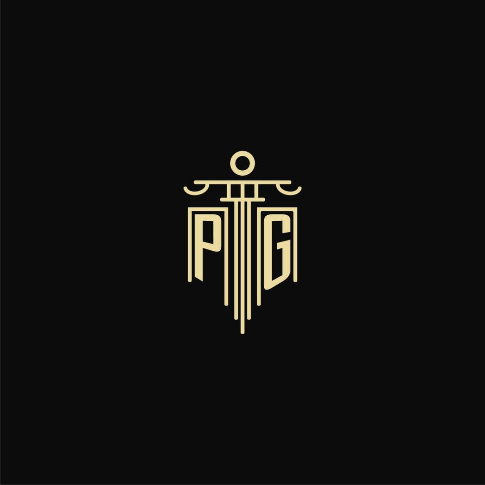 PG initial monogram for lawyers logo with pillar design ideas vector