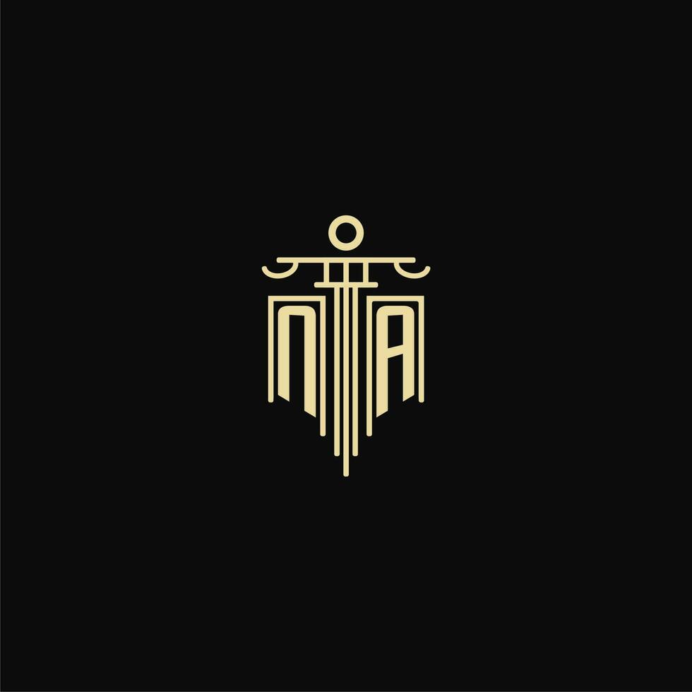 NA initial monogram for lawyers logo with pillar design ideas vector