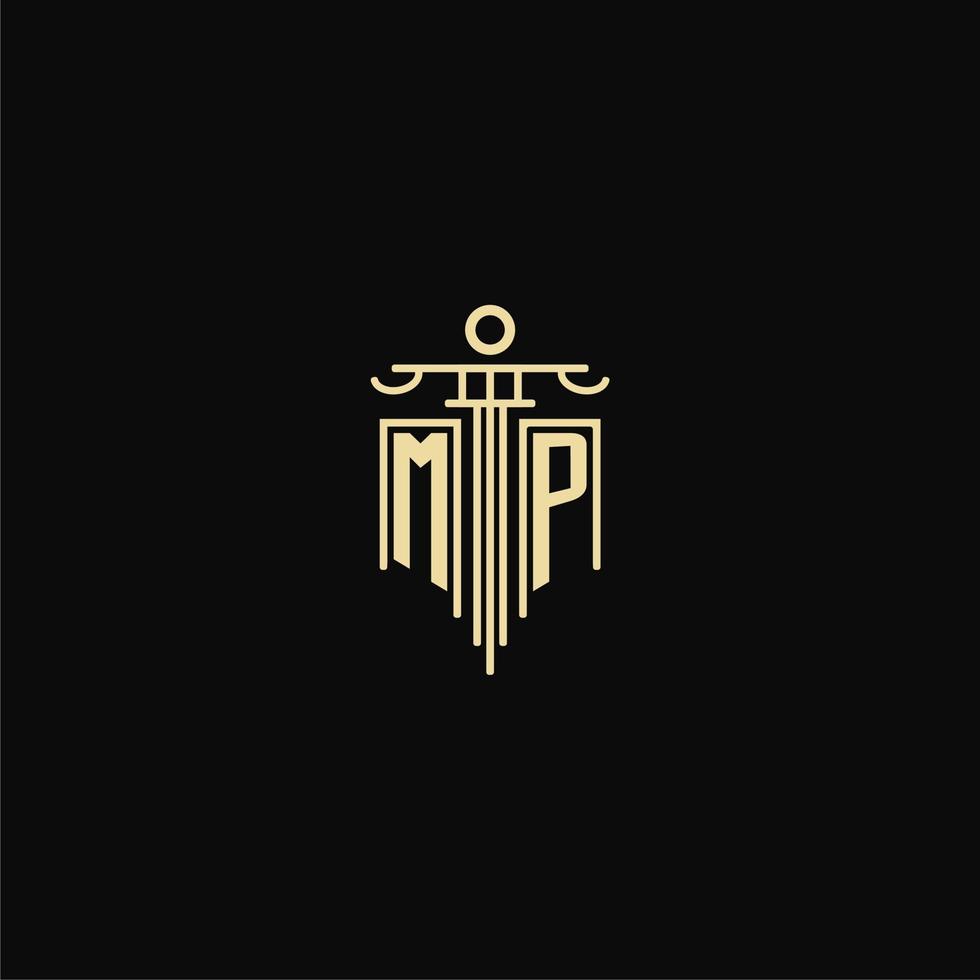 MP initial monogram for lawyers logo with pillar design ideas vector