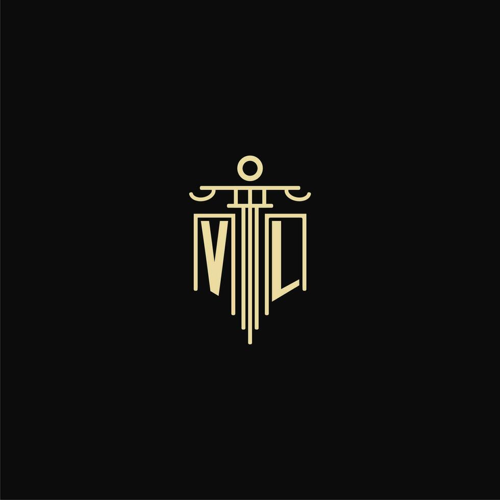 VL initial monogram for lawyers logo with pillar design ideas vector