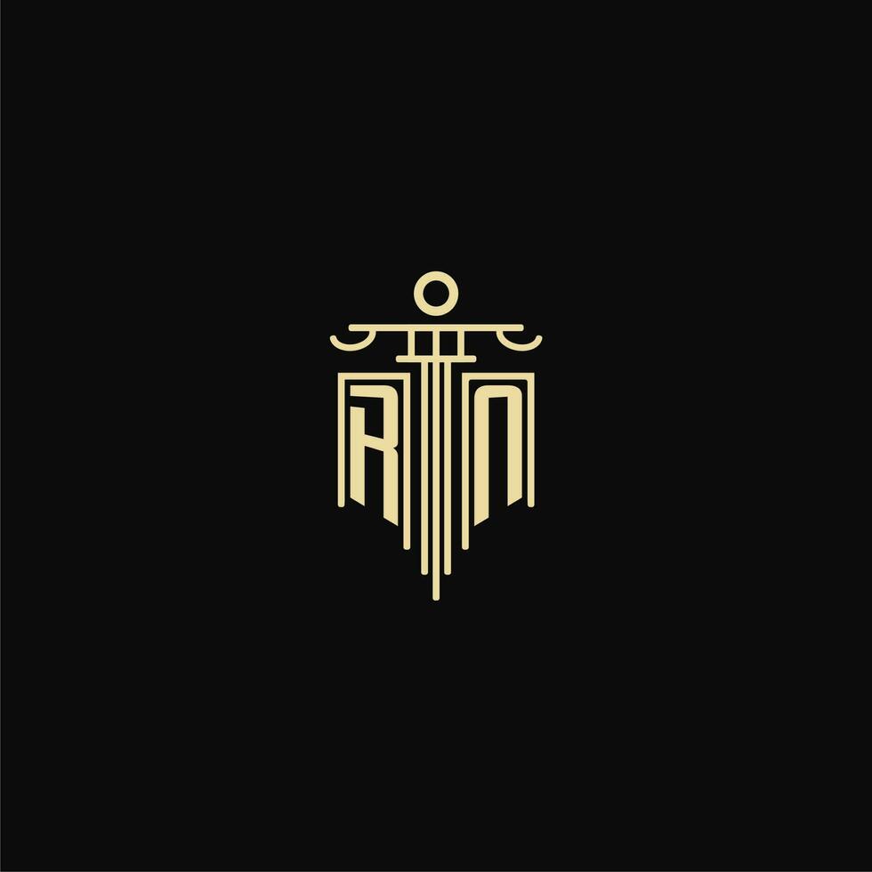 RN initial monogram for lawyers logo with pillar design ideas vector