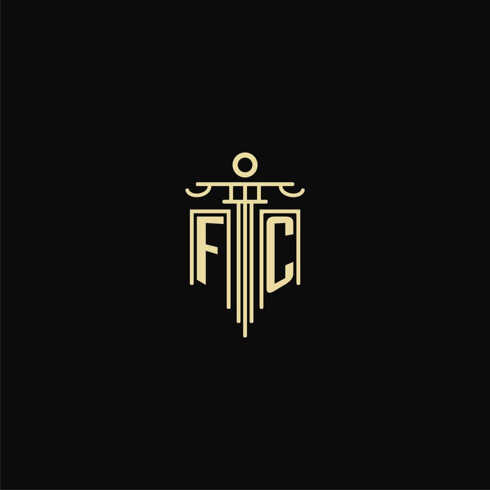 FC initial monogram for lawyers logo with pillar design ideas vector