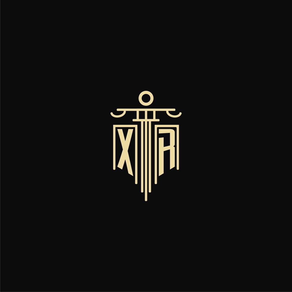 XR initial monogram for lawyers logo with pillar design ideas vector