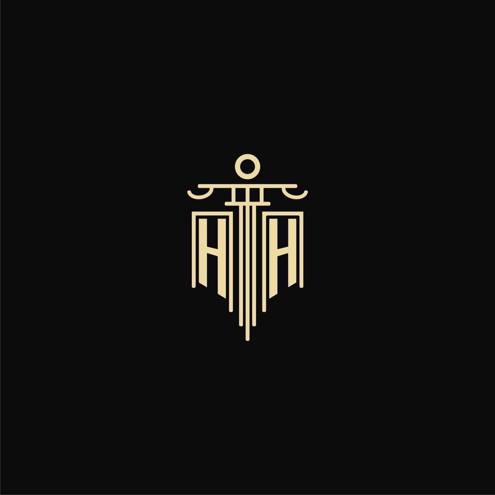 HH initial monogram for lawyers logo with pillar design ideas vector