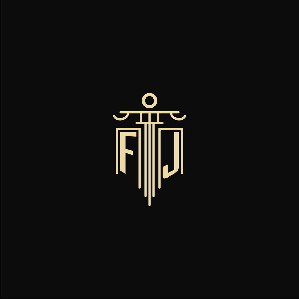 FJ initial monogram for lawyers logo with pillar design ideas vector