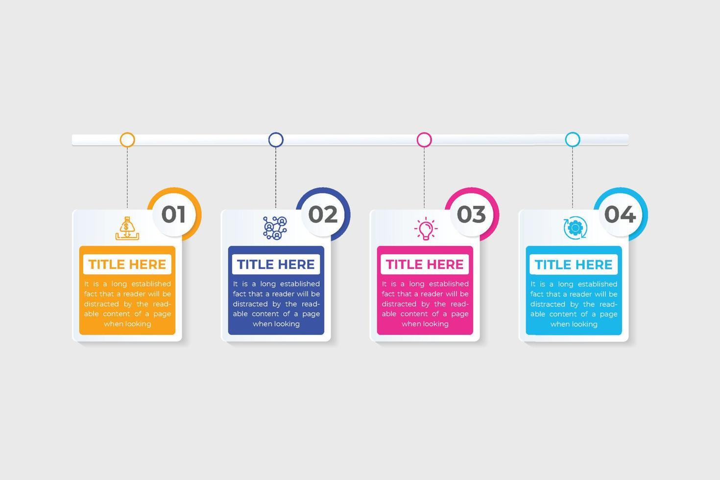 Business table infographic and data visualization template design with colorful work step sections. Office presentation and workflow diagram layout vector. Abstract work step information infographic. vector