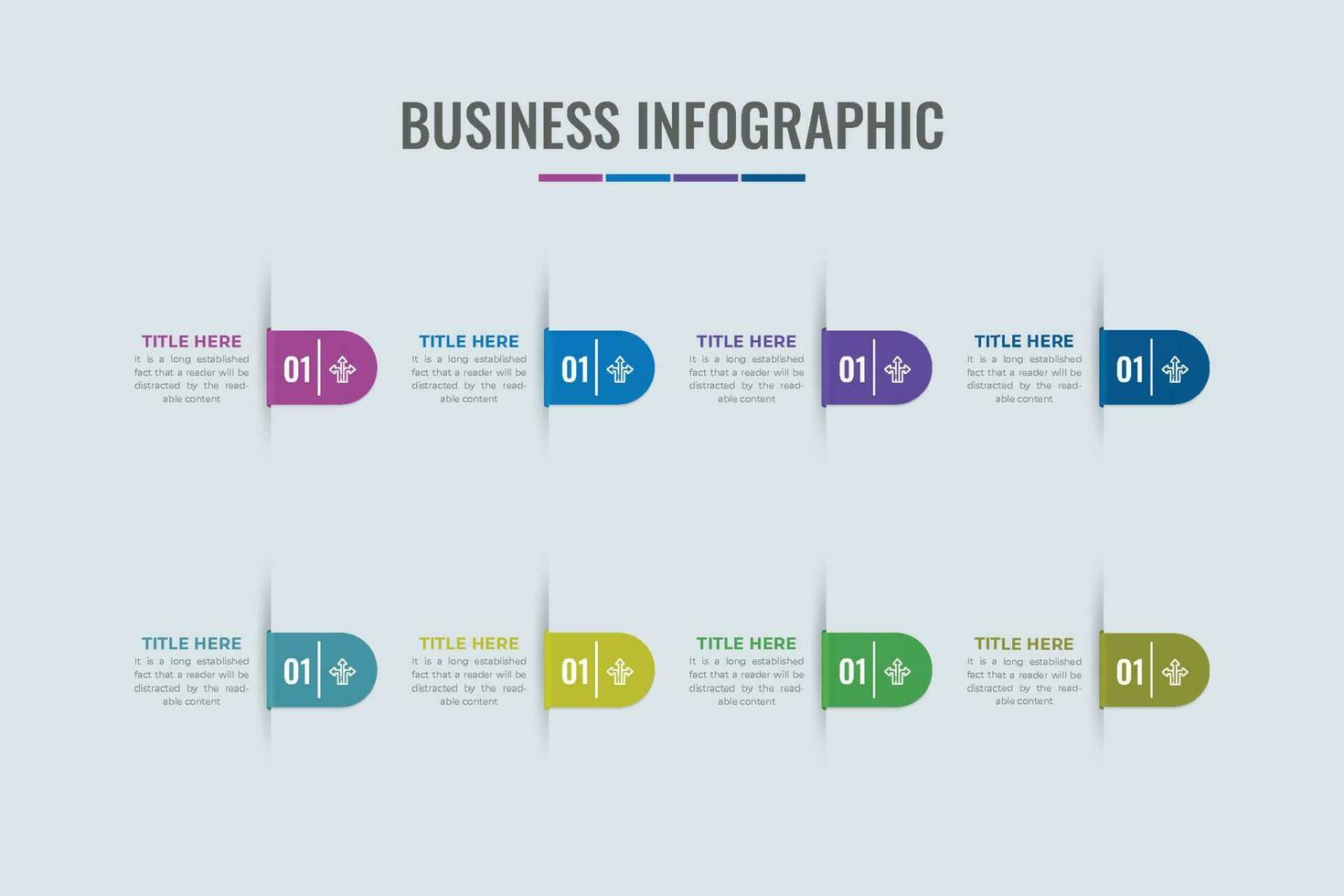 Business chart flow infographic diagram vector with work step sections and colorful shapes. Data visualization and office presentation infographic. Business workflow and process infographic vector.