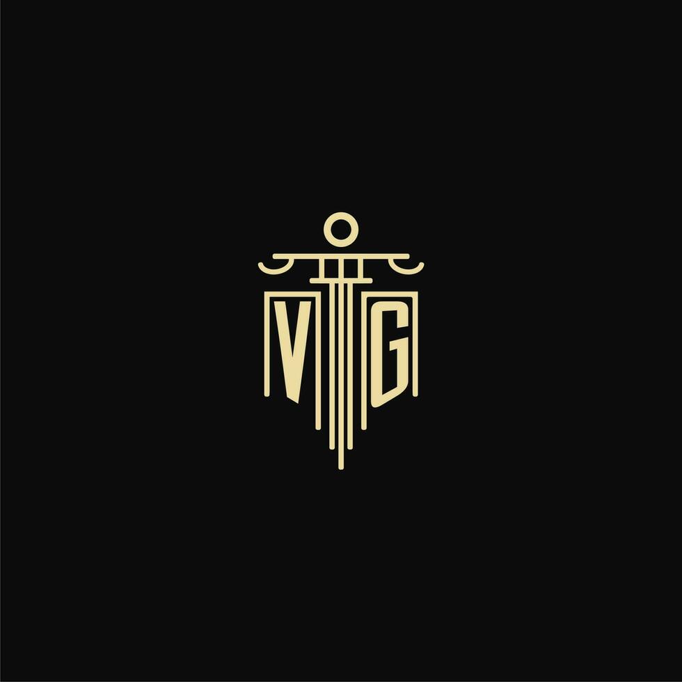 VG initial monogram for lawyers logo with pillar design ideas vector