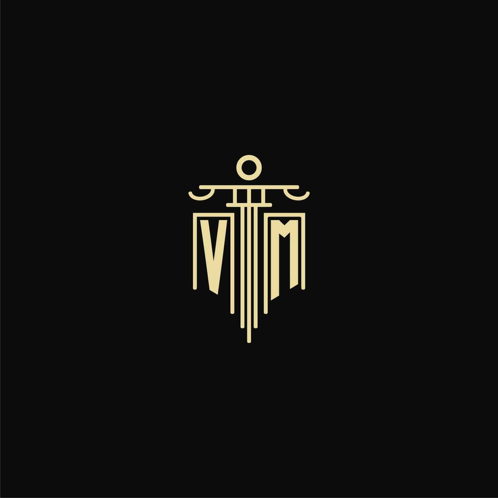 VM initial monogram for lawyers logo with pillar design ideas vector