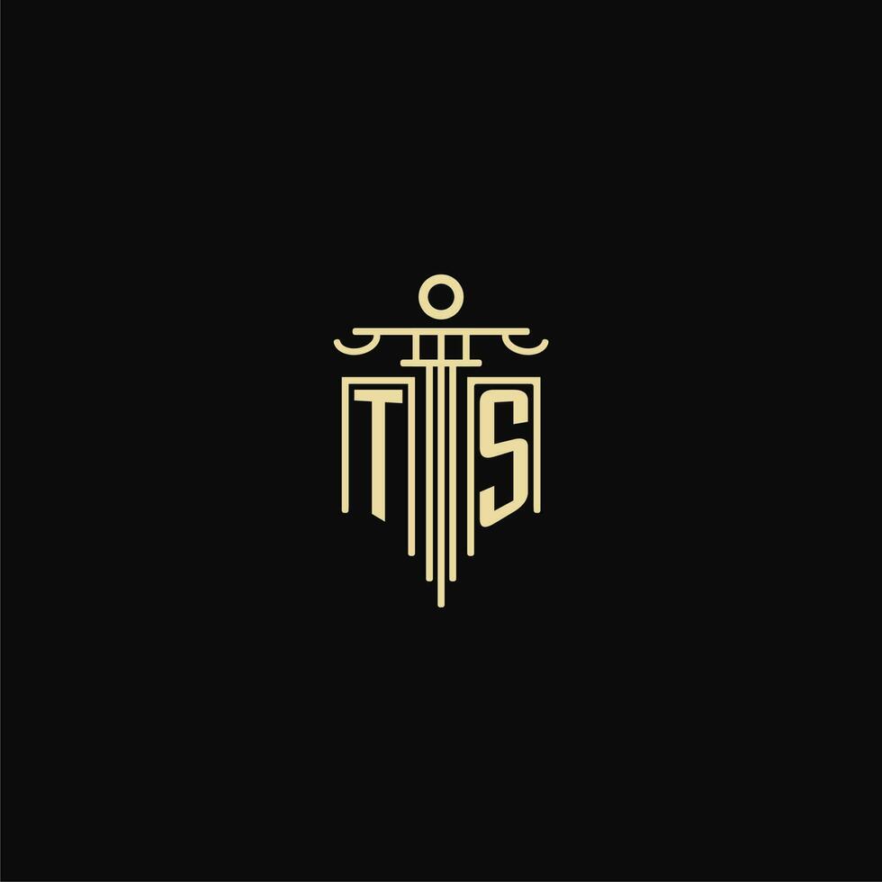 TS initial monogram for lawyers logo with pillar design ideas vector