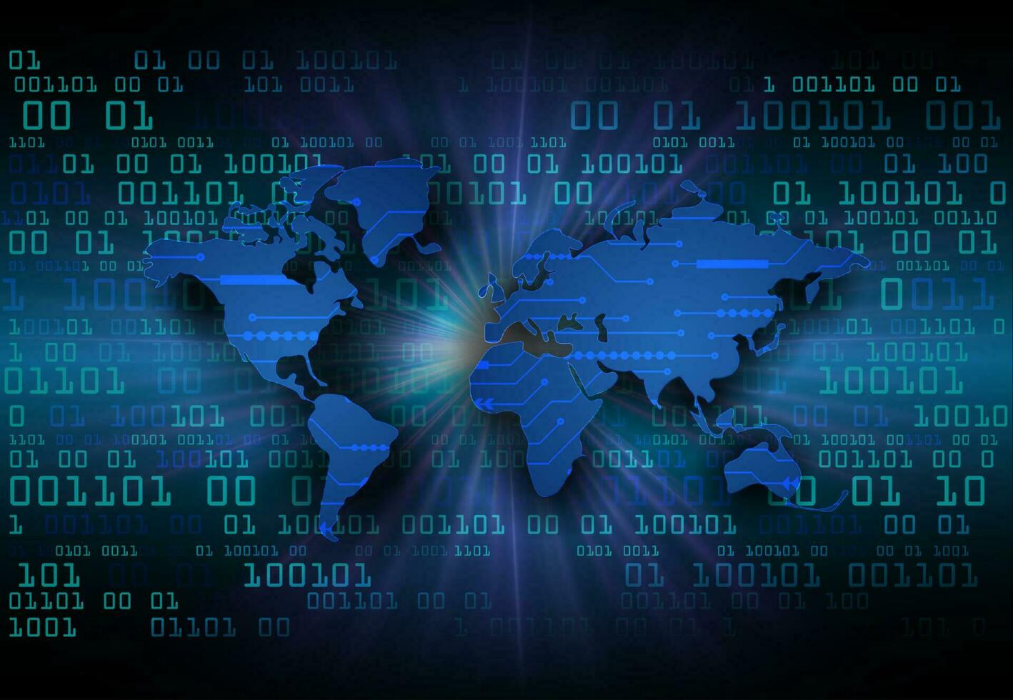 Modern World Map Holograph on Technology Background vector