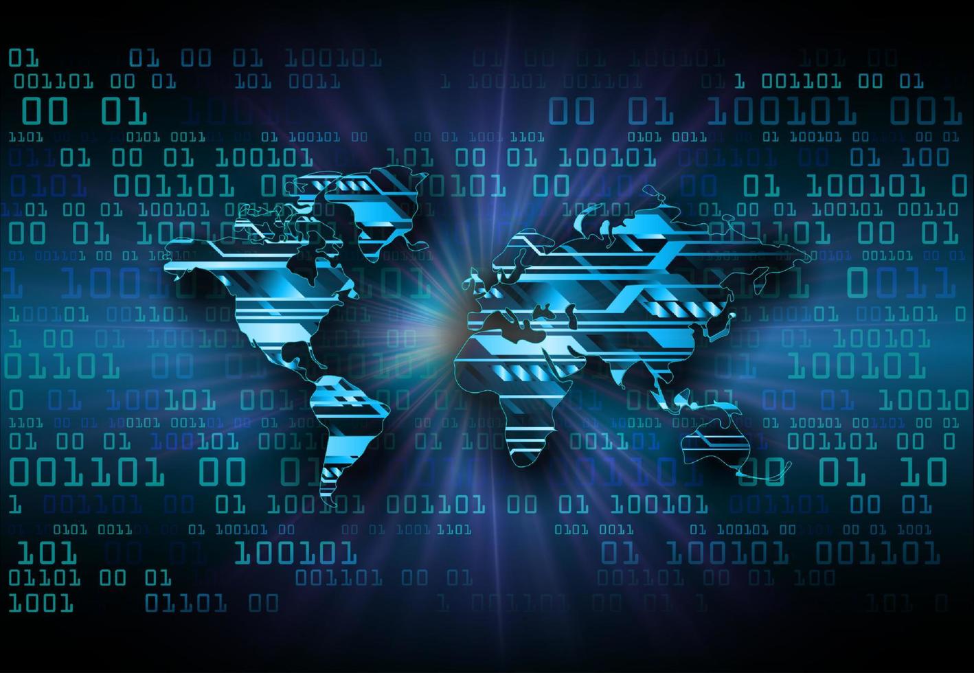 Modern World Map Holograph on Technology Background vector