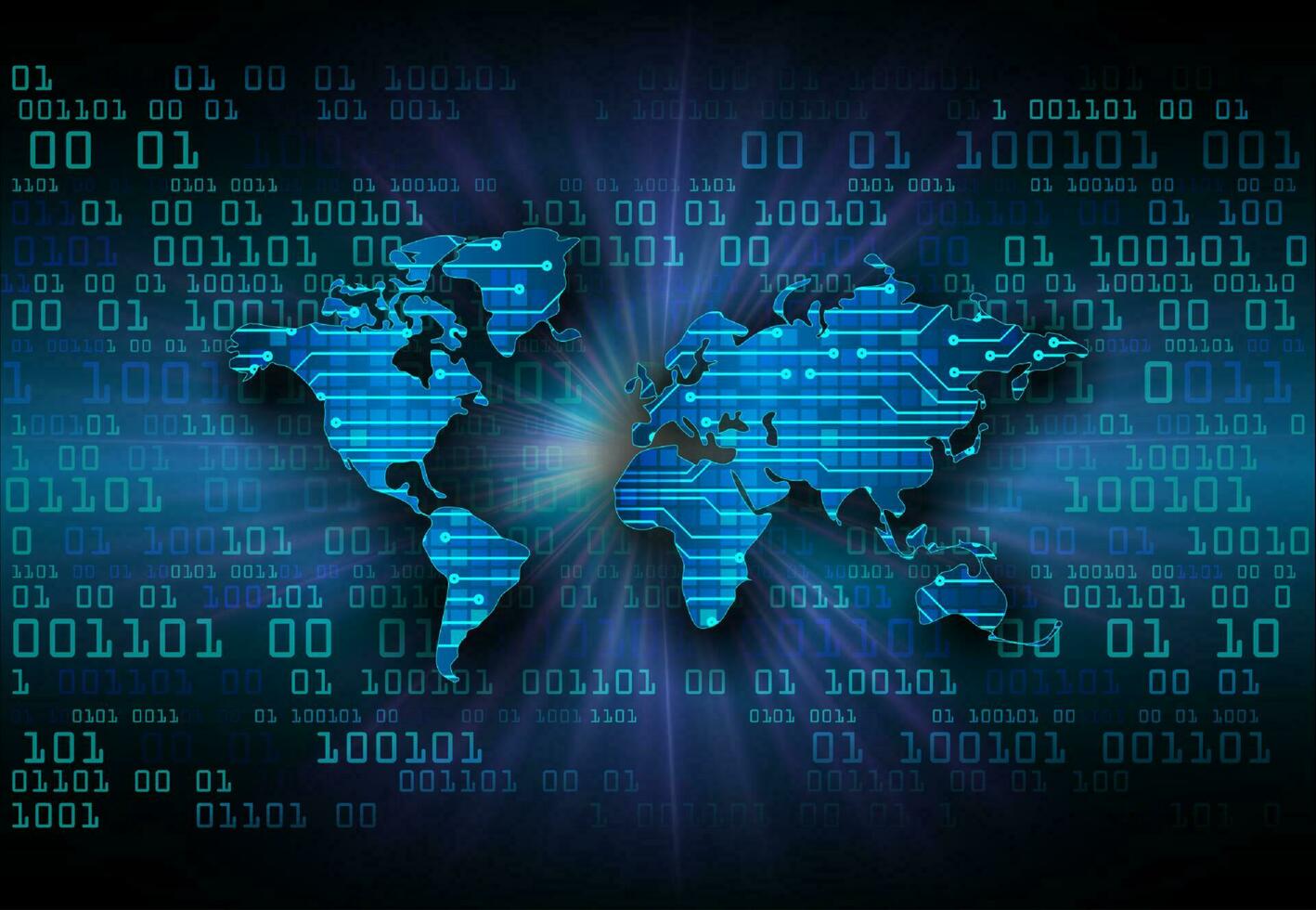 Modern World Map Holograph on Technology Background vector