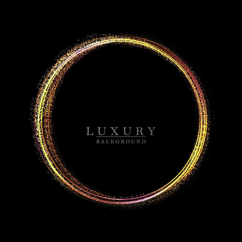Round isolated multi-colored frame made of small tinsel on a black background. vector