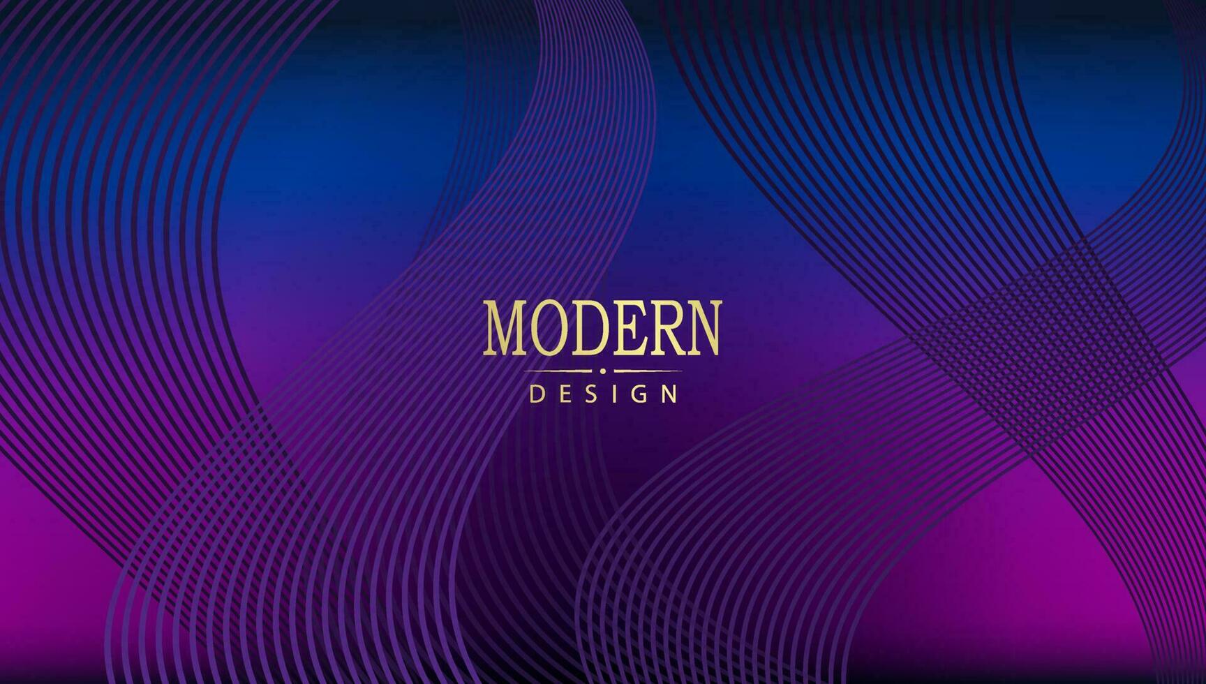 Curvy thin lines on a blue and purple gradient background. vector