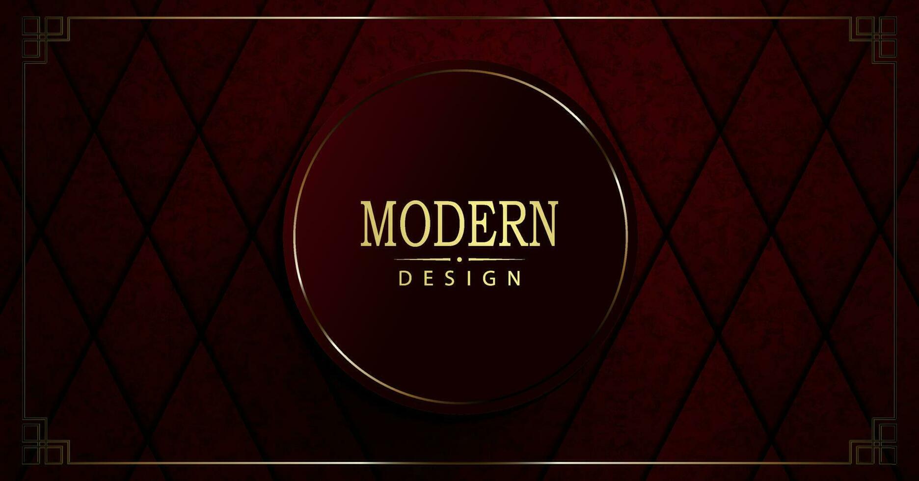 Red texture design, round frame with thin border in gold tone. vector