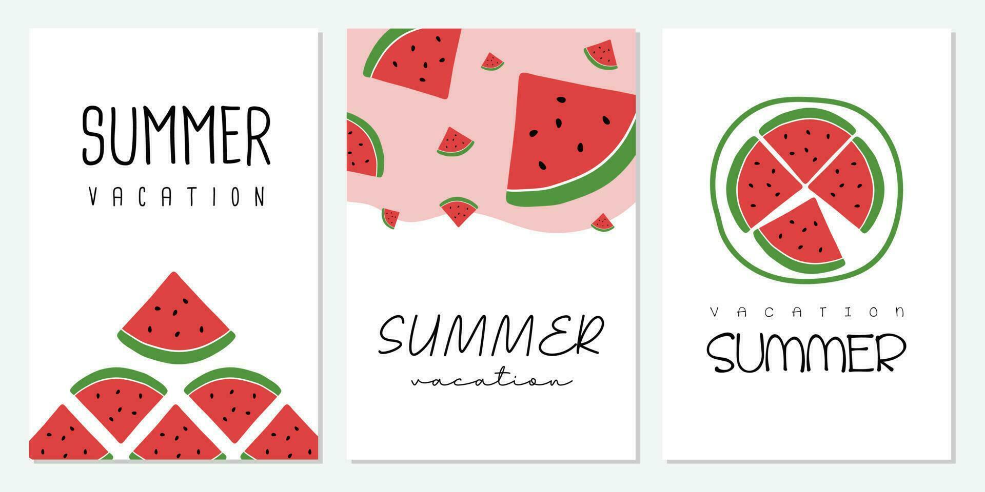 Set of summer cards. Summer posters with watermelon. vector