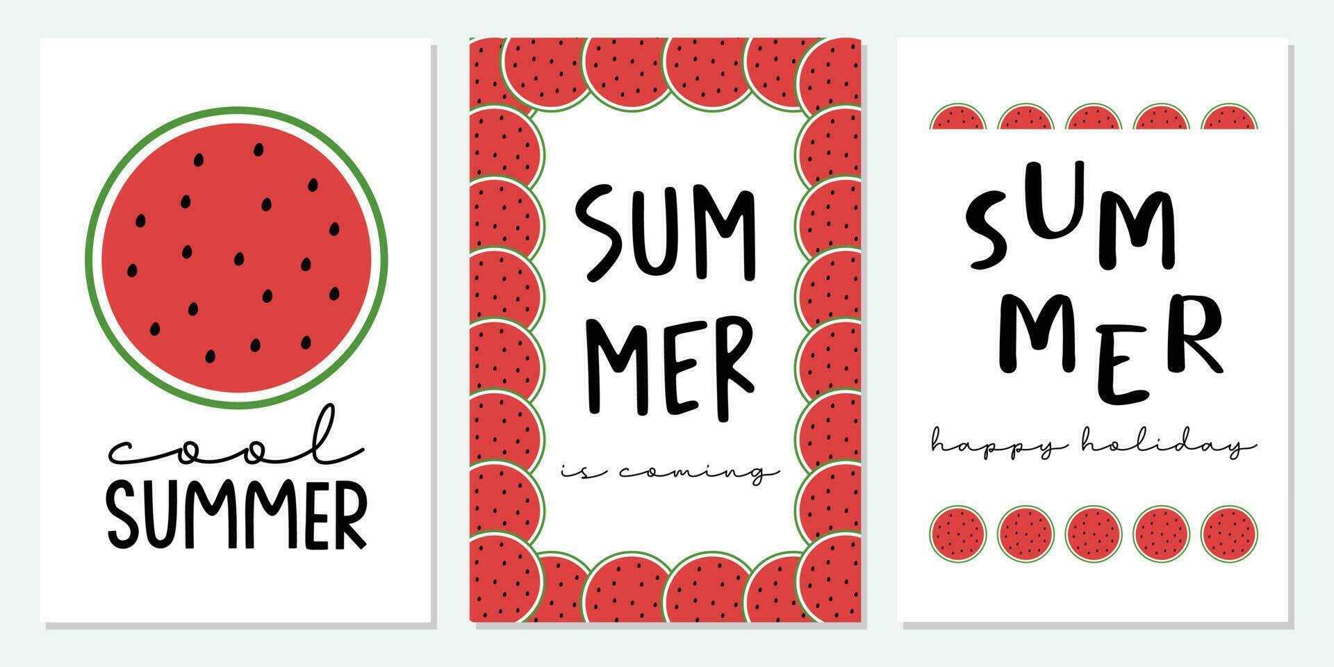 Set of summer cards. Summer posters with watermelon. vector