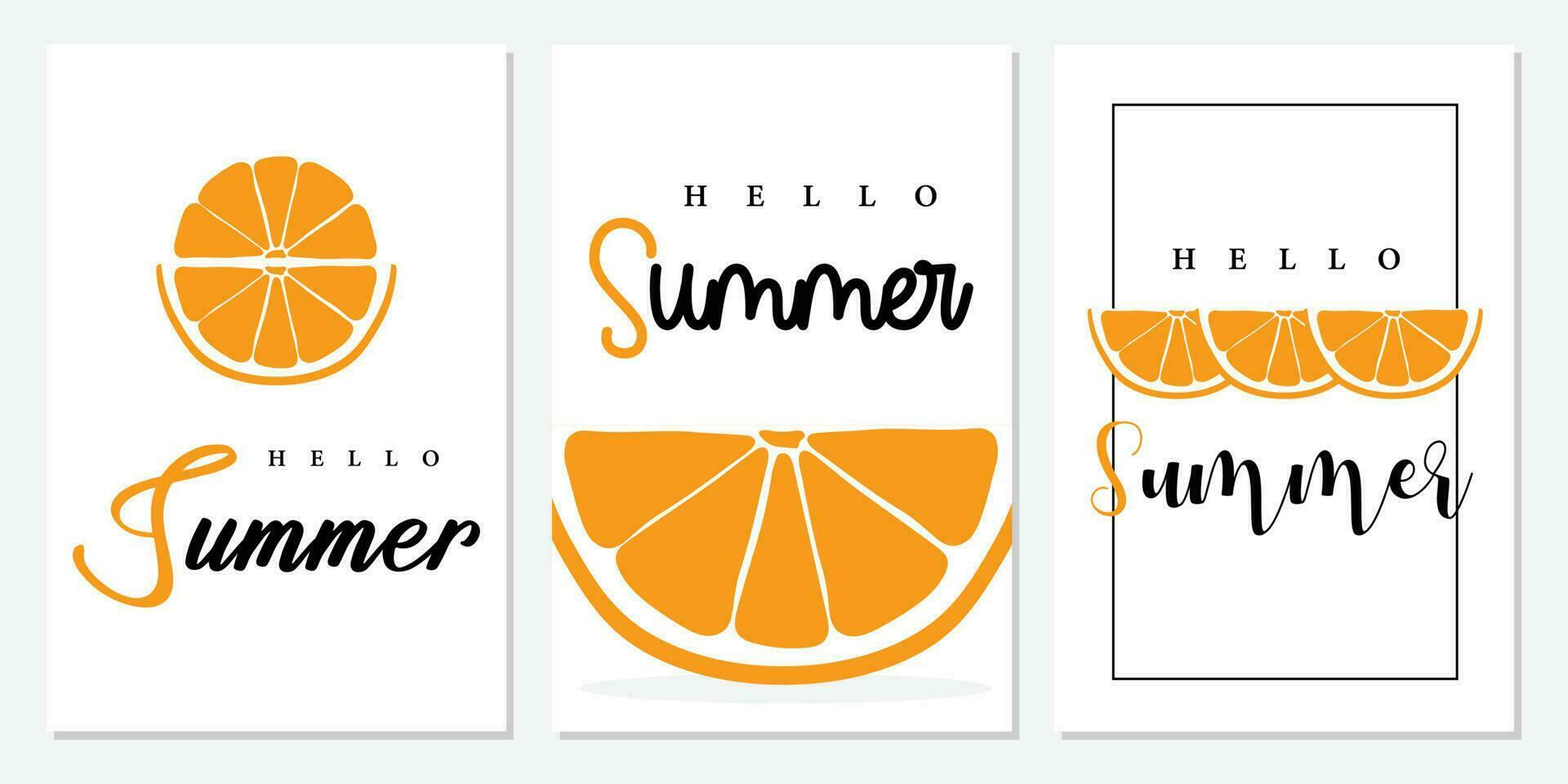 Set of summer cards. Summer posters with orange. vector