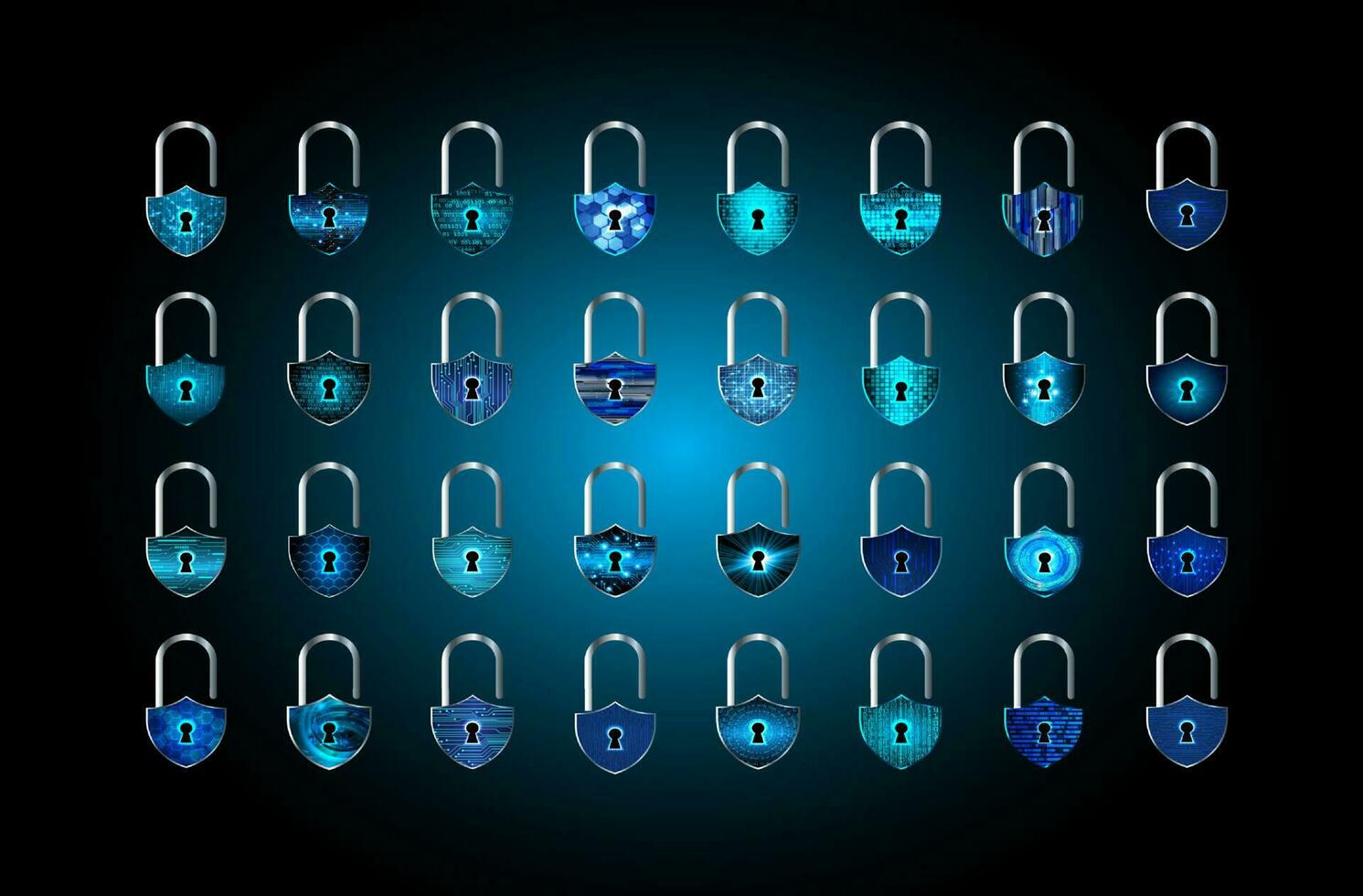Modern Technology Padlock Pack vector