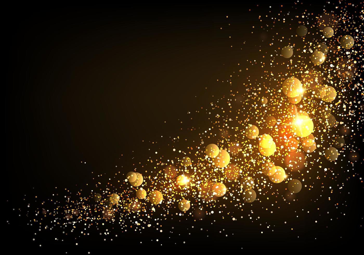 Abstract glitter, wave of gold color on a black background. vector