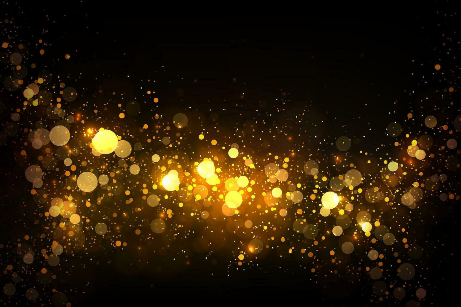 Abstract glitter, wave of gold color on a black background. vector