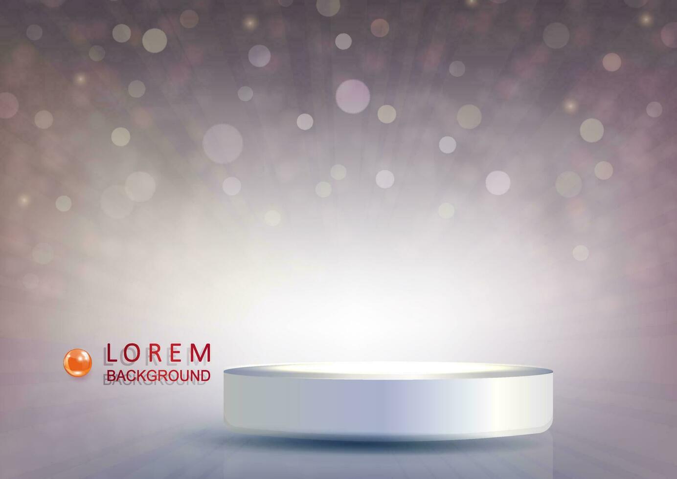 White stage on a light textural background with rays of light. vector