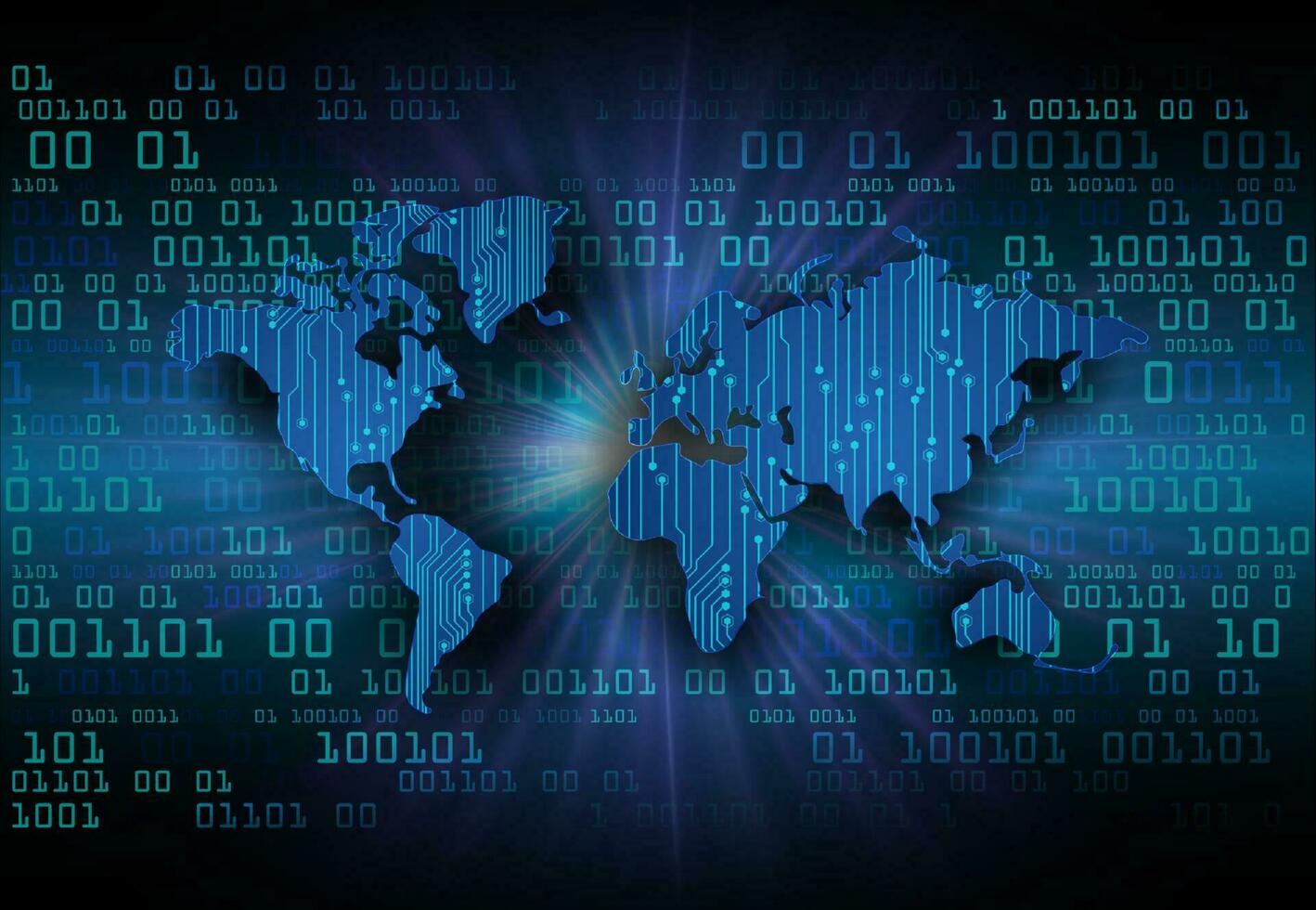 Modern World Map Holograph on Technology Background vector