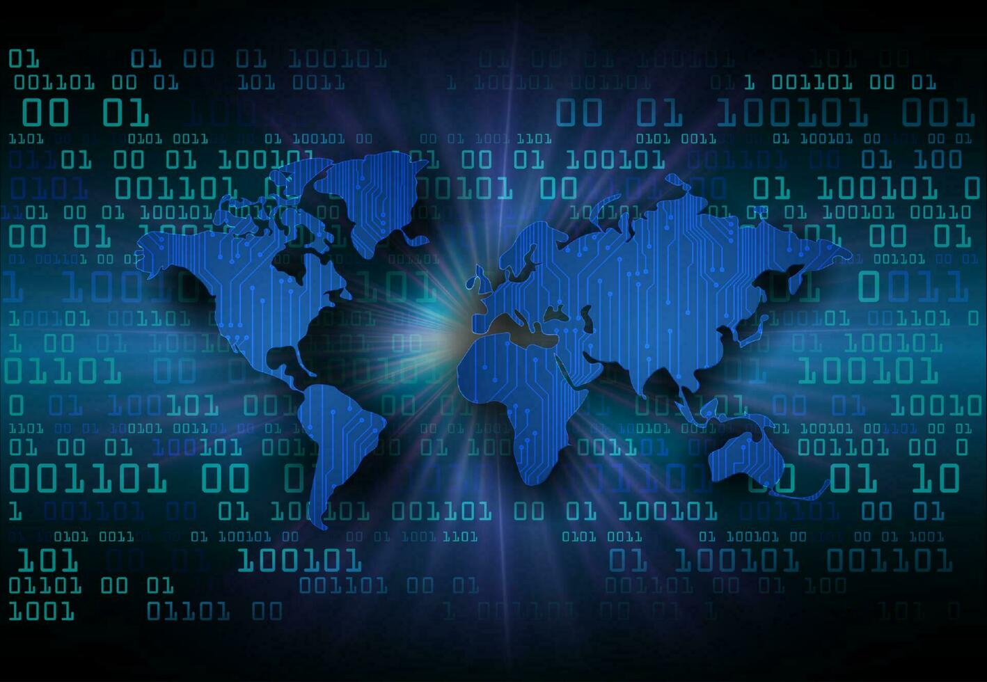 Modern World Map Holograph on Technology Background vector