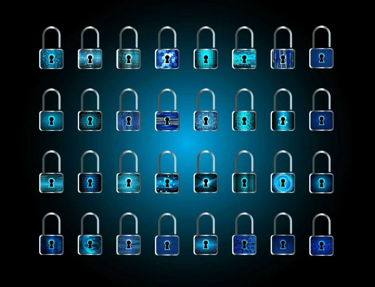 Modern Technology Padlock Pack vector