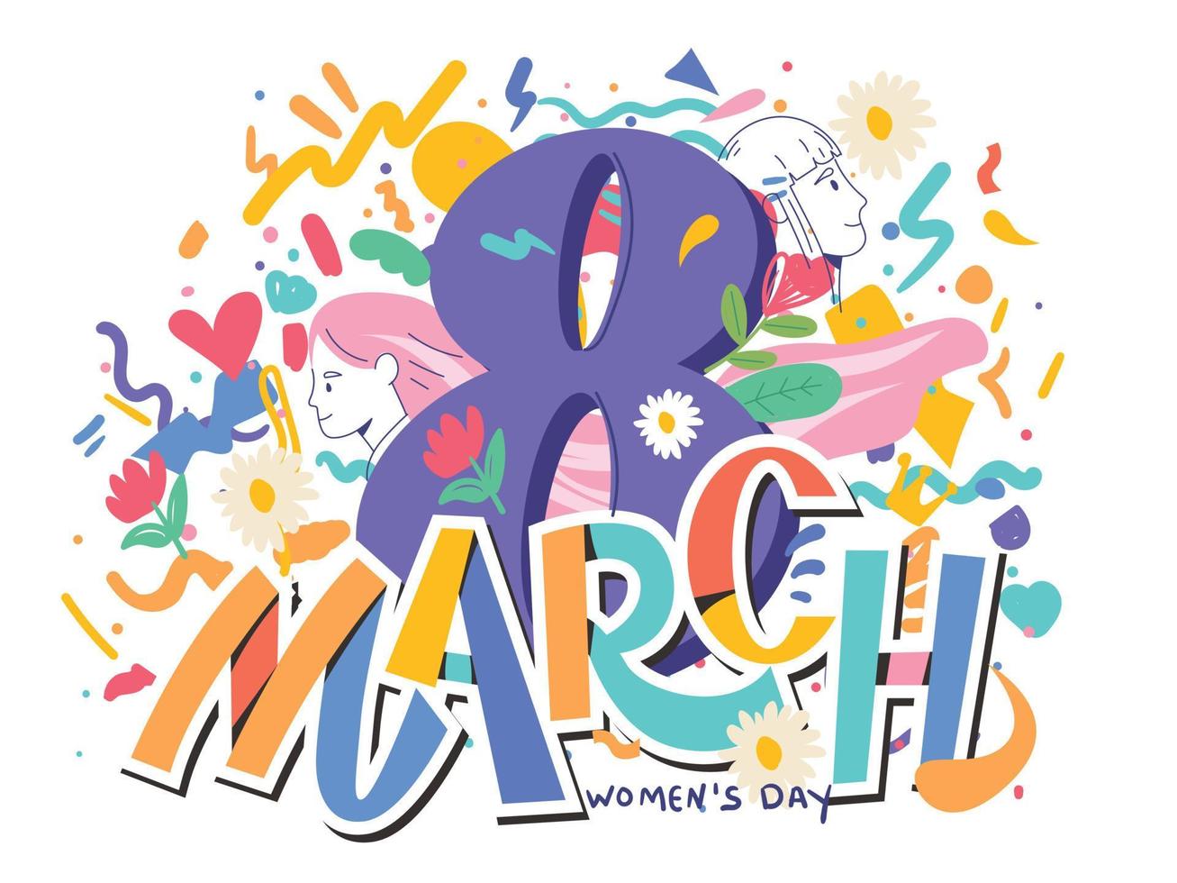 internacional De las mujeres día saludo tarjeta, 8 marzo carteles diseño vector